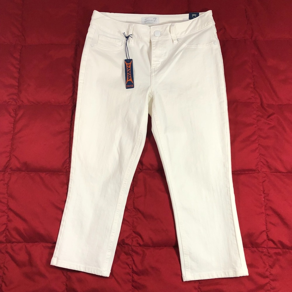 Seven 7 Jeans Women's Size 8 White Skinny Crop Ankle 4 Way Stretch Mid Rise NWT